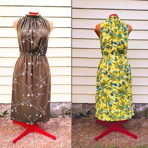 NWT Two Sleeveless Midi Dresses, Elastic Gathered, Size XS, Prologue